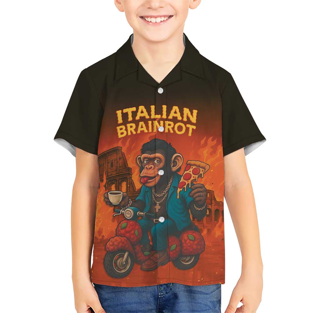 Italian Brainrot Meme Hawaiian Shirt Chaotic Chimp Mobster Vespa Ride - Wonder Print Shop