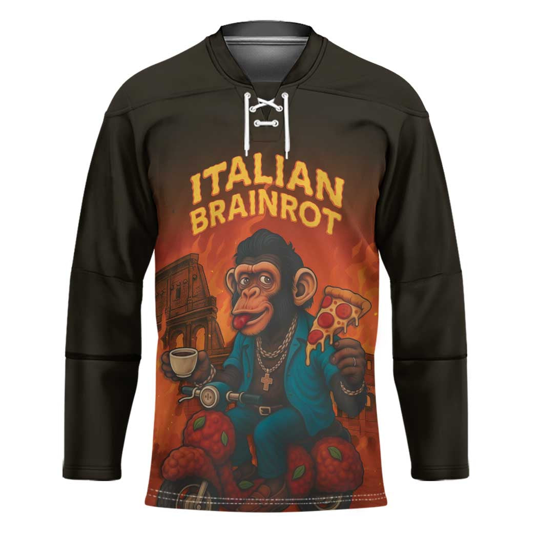 Italian Brainrot Meme Hockey Jersey Chaotic Chimp Mobster Vespa Ride - Wonder Print Shop