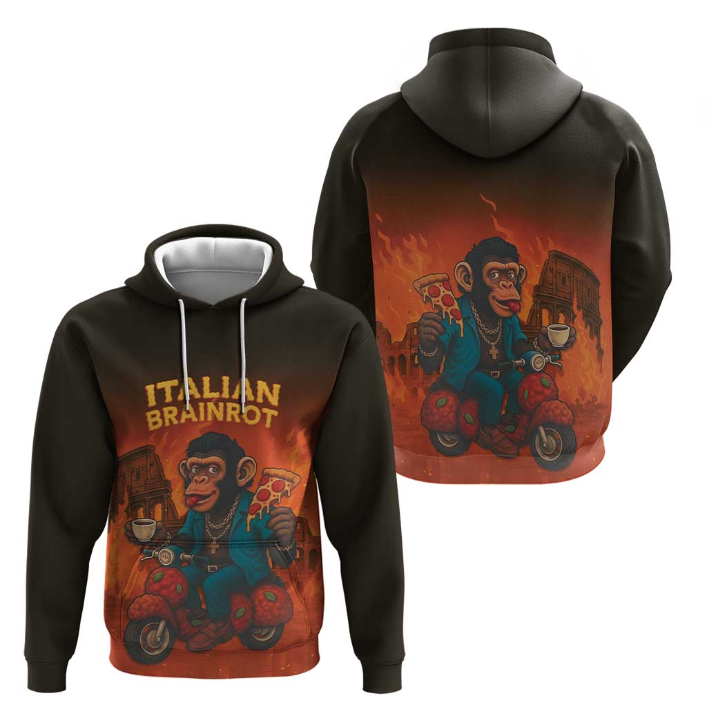 Italian Brainrot Meme Hoodie Chaotic Chimp Mobster Vespa Ride - Wonder Print Shop