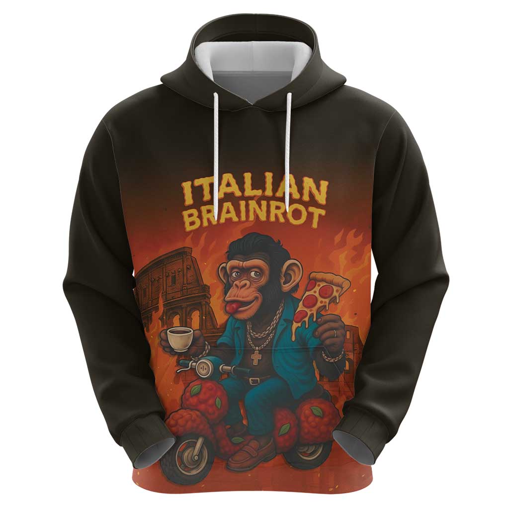 Italian Brainrot Meme Hoodie Chaotic Chimp Mobster Vespa Ride - Wonder Print Shop