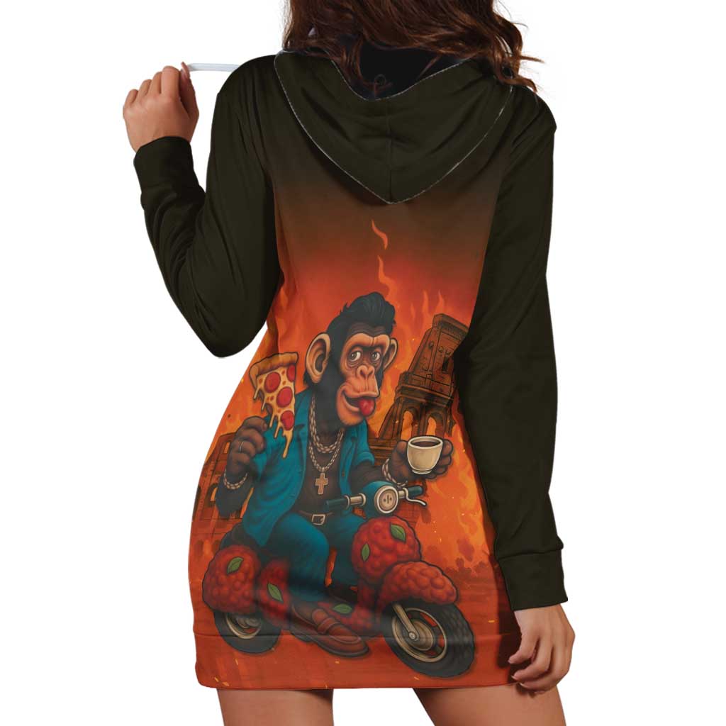 Italian Brainrot Meme Hoodie Dress Chaotic Chimp Mobster Vespa Ride - Wonder Print Shop