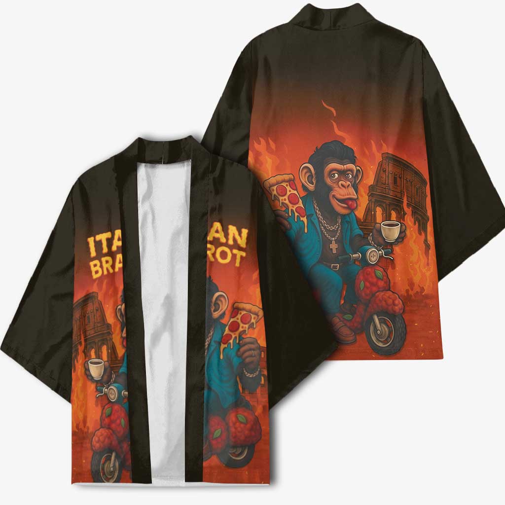 Italian Brainrot Meme Kimono Chaotic Chimp Mobster Vespa Ride - Wonder Print Shop