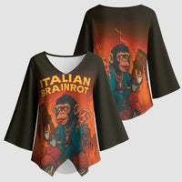 Italian Brainrot Meme Kimono Sleeve Blouse Chaotic Chimp Mobster Vespa Ride - Wonder Print Shop