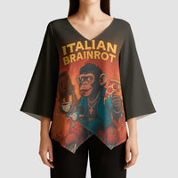 Italian Brainrot Meme Kimono Sleeve Blouse Chaotic Chimp Mobster Vespa Ride - Wonder Print Shop