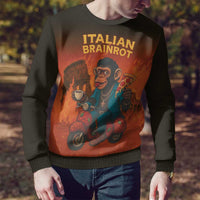Italian Brainrot Meme Ugly Christmas Sweater Chaotic Chimp Mobster Vespa Ride - Wonder Print Shop