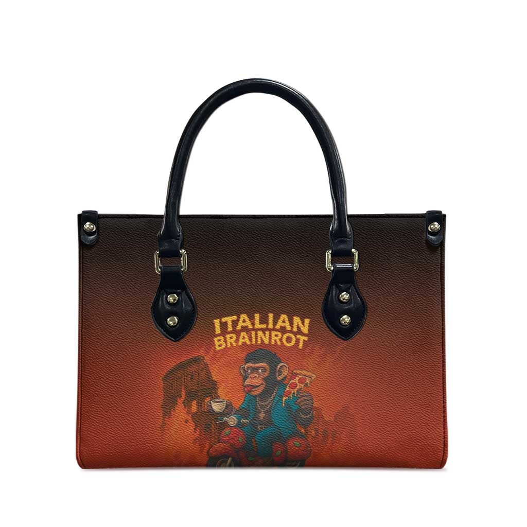 Italian Brainrot Meme Leather Bag Chaotic Chimp Mobster Vespa Ride - Wonder Print Shop
