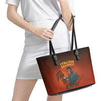 Italian Brainrot Meme Leather Tote Bag Chaotic Chimp Mobster Vespa Ride - Wonder Print Shop