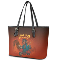 Italian Brainrot Meme Leather Tote Bag Chaotic Chimp Mobster Vespa Ride - Wonder Print Shop