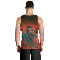 Italian Brainrot Meme Men Tank Top Chaotic Chimp Mobster Vespa Ride - Wonder Print Shop