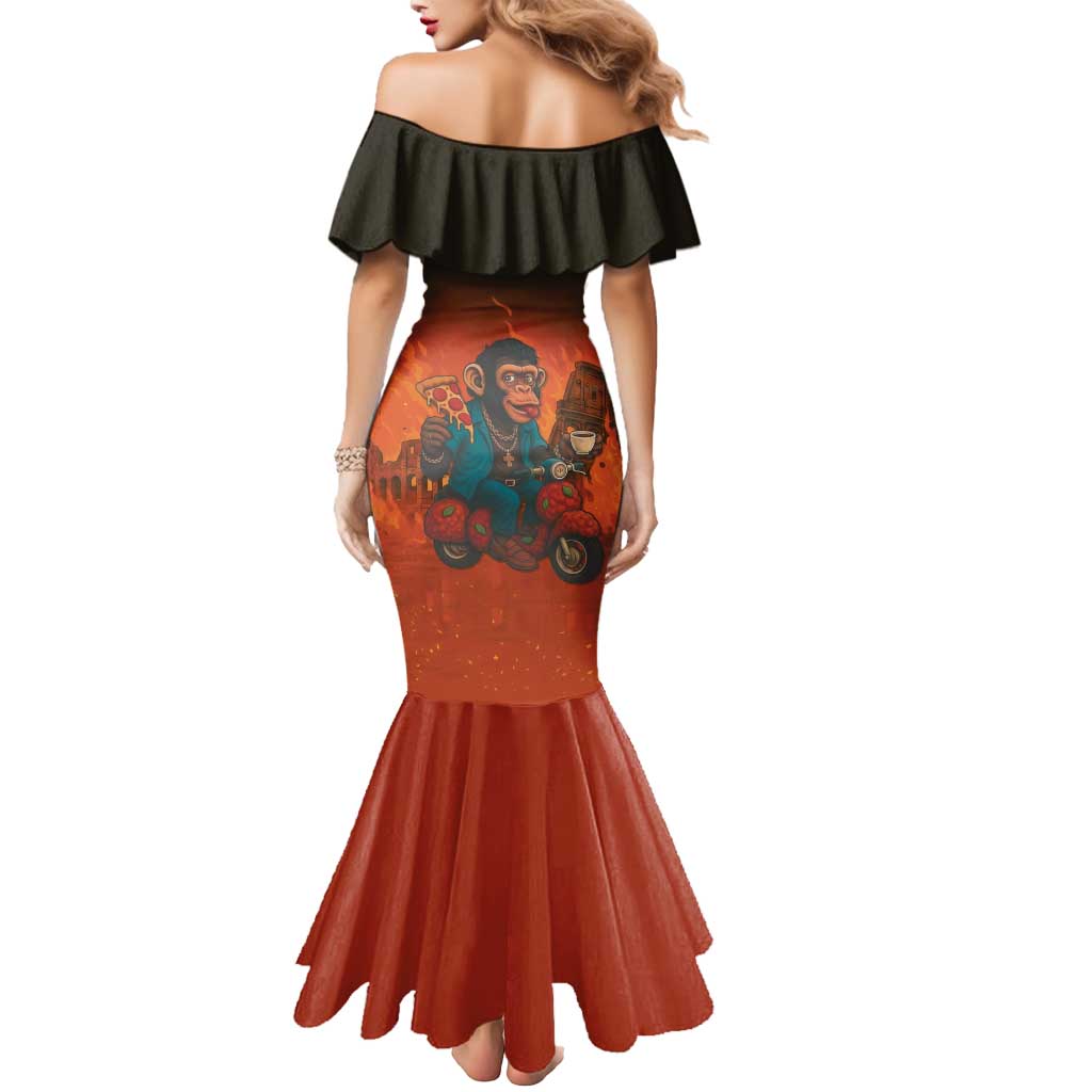 Italian Brainrot Meme Mermaid Dress Chaotic Chimp Mobster Vespa Ride - Wonder Print Shop