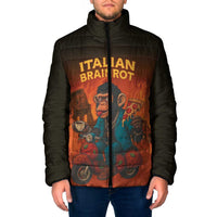 Italian Brainrot Meme Padded Jacket Chaotic Chimp Mobster Vespa Ride - Wonder Print Shop