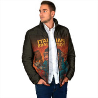 Italian Brainrot Meme Padded Jacket Chaotic Chimp Mobster Vespa Ride - Wonder Print Shop