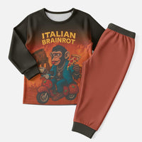Italian Brainrot Meme Christmas Pajama Set Chaotic Chimp Mobster Vespa Ride - Wonder Print Shop