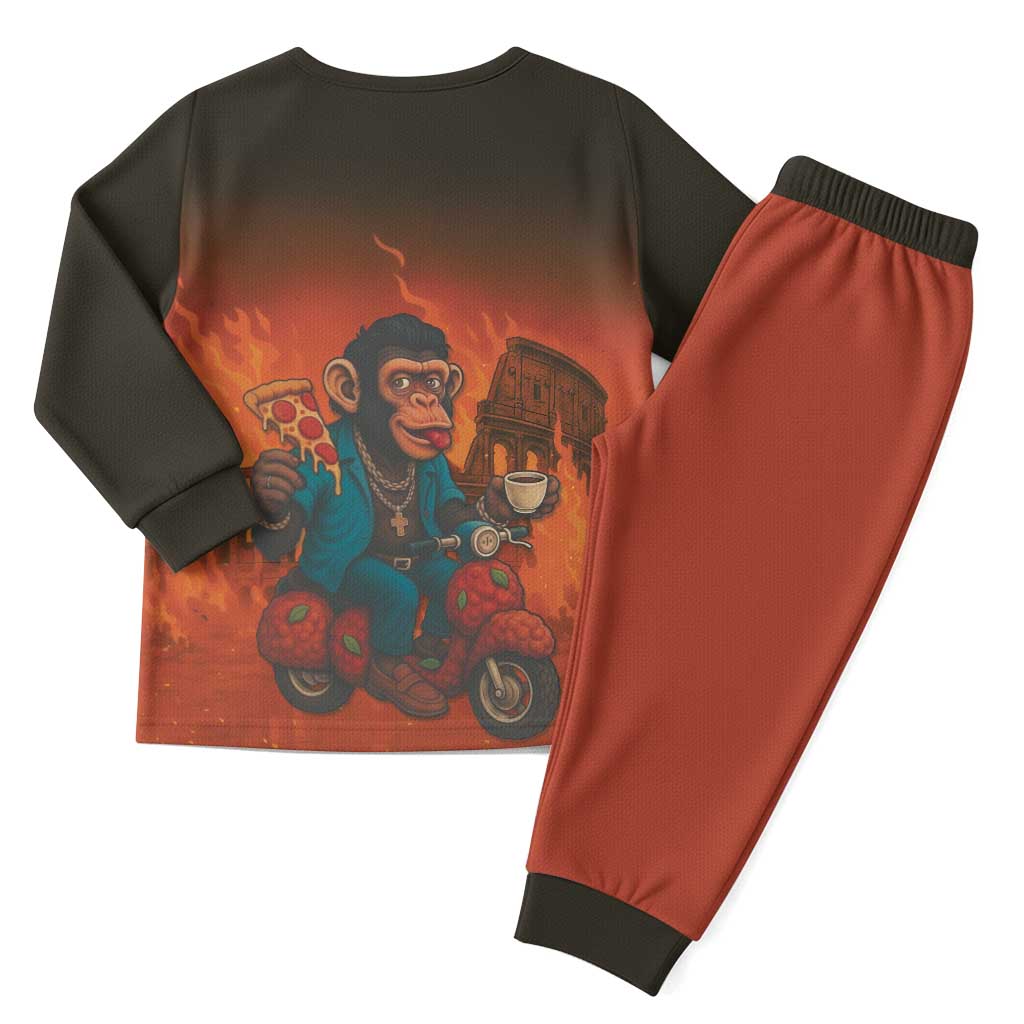 Italian Brainrot Meme Christmas Pajama Set Chaotic Chimp Mobster Vespa Ride - Wonder Print Shop