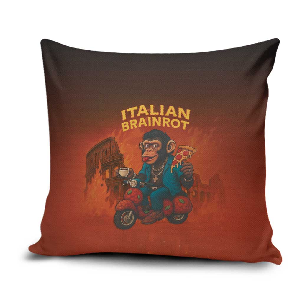 Italian Brainrot Meme Pillow Cover Chaotic Chimp Mobster Vespa Ride - Wonder Print Shop