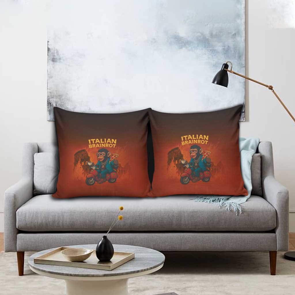 Italian Brainrot Meme Pillow Cover Chaotic Chimp Mobster Vespa Ride - Wonder Print Shop