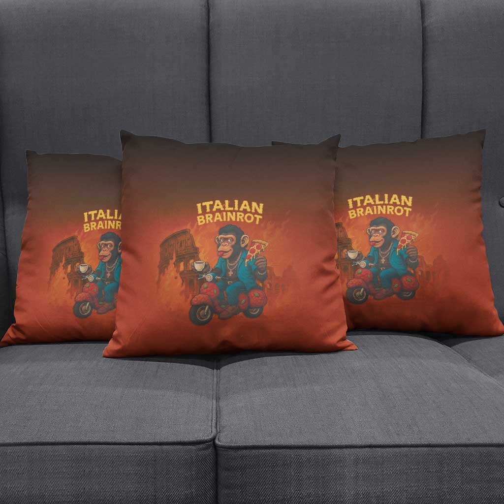 Italian Brainrot Meme Pillow Cover Chaotic Chimp Mobster Vespa Ride - Wonder Print Shop