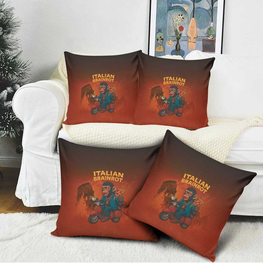 Italian Brainrot Meme Pillow Cover Chaotic Chimp Mobster Vespa Ride - Wonder Print Shop