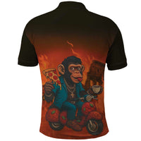 Italian Brainrot Meme Polo Shirt Chaotic Chimp Mobster Vespa Ride - Wonder Print Shop