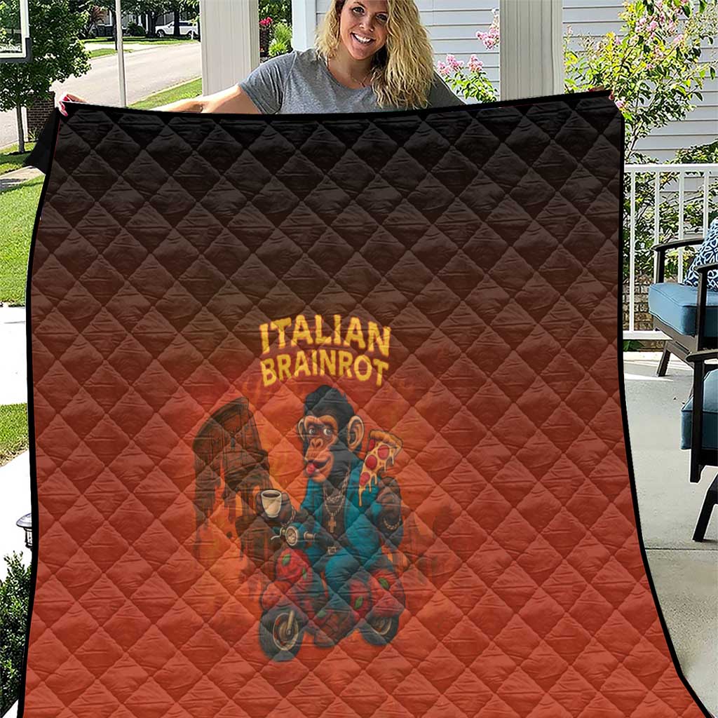 Italian Brainrot Meme Quilt Chaotic Chimp Mobster Vespa Ride - Wonder Print Shop