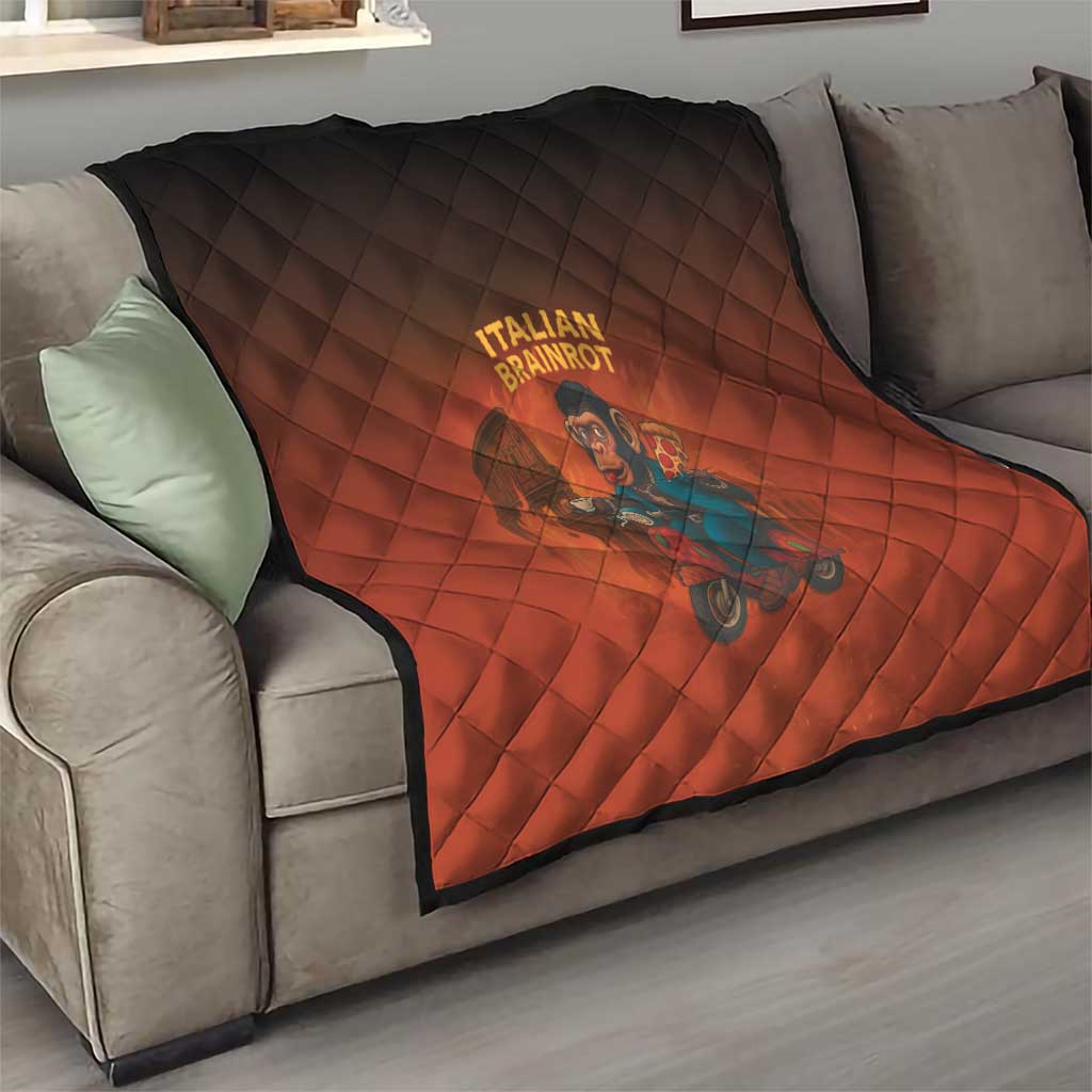 Italian Brainrot Meme Quilt Chaotic Chimp Mobster Vespa Ride - Wonder Print Shop