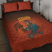 Italian Brainrot Meme Quilt Bed Set Chaotic Chimp Mobster Vespa Ride - Wonder Print Shop