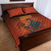 Italian Brainrot Meme Quilt Bed Set Chaotic Chimp Mobster Vespa Ride - Wonder Print Shop