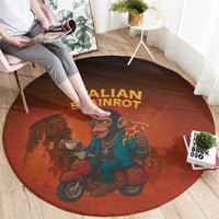 Italian Brainrot Meme Round Carpet Chaotic Chimp Mobster Vespa Ride - Wonder Print Shop
