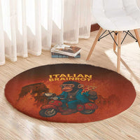 Italian Brainrot Meme Round Carpet Chaotic Chimp Mobster Vespa Ride - Wonder Print Shop