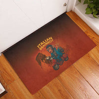 Italian Brainrot Meme Rubber Doormat Chaotic Chimp Mobster Vespa Ride - Wonder Print Shop