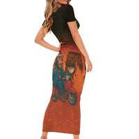 Italian Brainrot Meme Short Sleeve Bodycon Dress Chaotic Chimp Mobster Vespa Ride - Wonder Print Shop