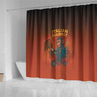 Italian Brainrot Meme Shower Curtain Chaotic Chimp Mobster Vespa Ride - Wonder Print Shop