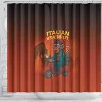 Italian Brainrot Meme Shower Curtain Chaotic Chimp Mobster Vespa Ride - Wonder Print Shop