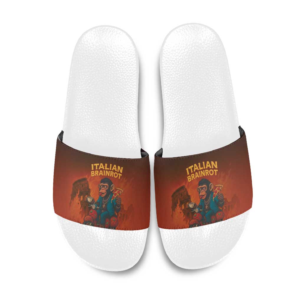 Italian Brainrot Meme Slide Sandals Chaotic Chimp Mobster Vespa Ride - Wonder Print Shop