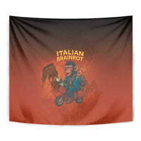 Italian Brainrot Meme Tapestry Chaotic Chimp Mobster Vespa Ride - Wonder Print Shop