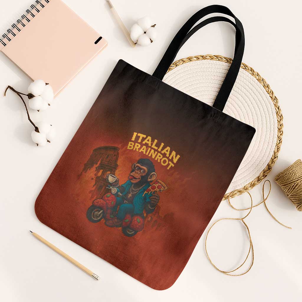 Italian Brainrot Meme Tote Bag Chaotic Chimp Mobster Vespa Ride - Wonder Print Shop