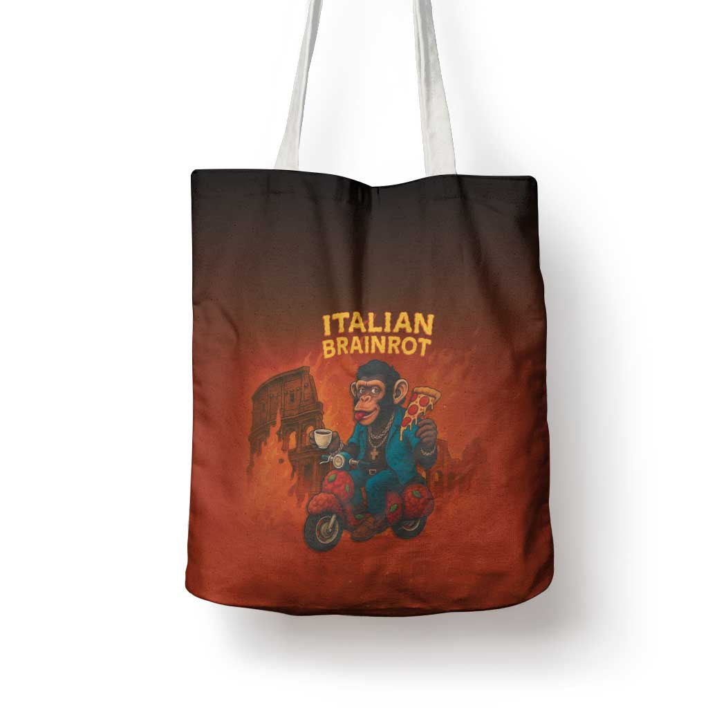 Italian Brainrot Meme Tote Bag Chaotic Chimp Mobster Vespa Ride - Wonder Print Shop