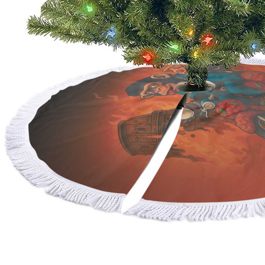 Italian Brainrot Meme Tree Skirt Chaotic Chimp Mobster Vespa Ride - Wonder Print Shop