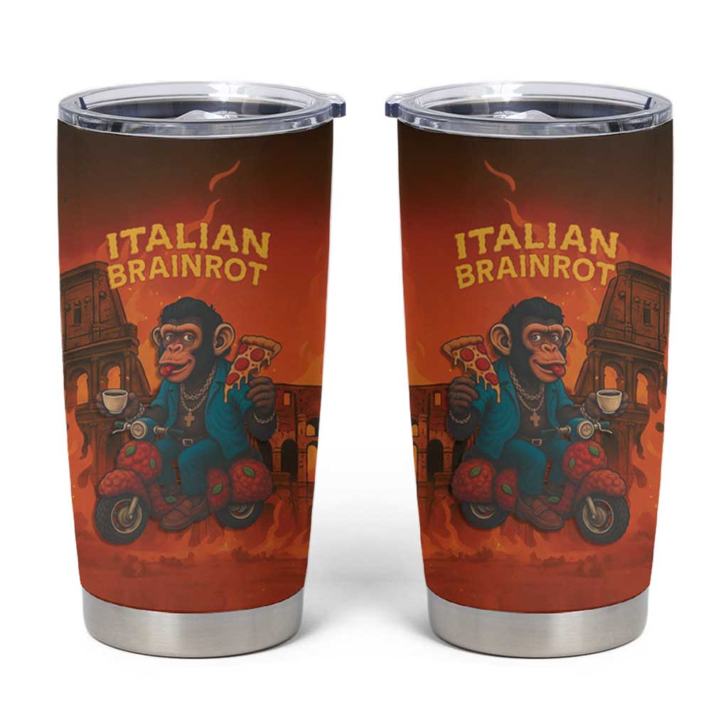 Italian Brainrot Meme Tumbler Cup Chaotic Chimp Mobster Vespa Ride - Wonder Print Shop