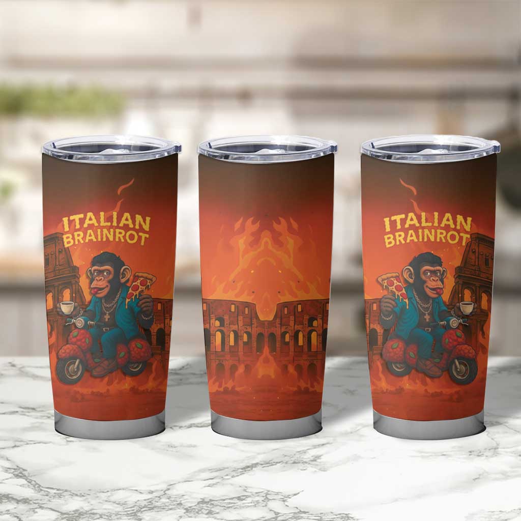 Italian Brainrot Meme Tumbler Cup Chaotic Chimp Mobster Vespa Ride - Wonder Print Shop