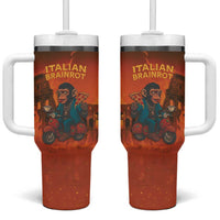 Italian Brainrot Meme Tumbler With Handle Chaotic Chimp Mobster Vespa Ride - Wonder Print Shop