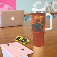 Italian Brainrot Meme Tumbler With Handle Chaotic Chimp Mobster Vespa Ride - Wonder Print Shop
