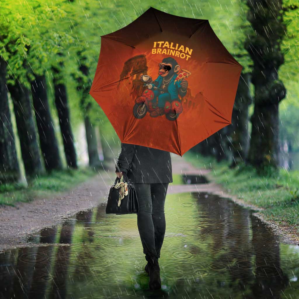 Italian Brainrot Meme Umbrella Chaotic Chimp Mobster Vespa Ride - Wonder Print Shop