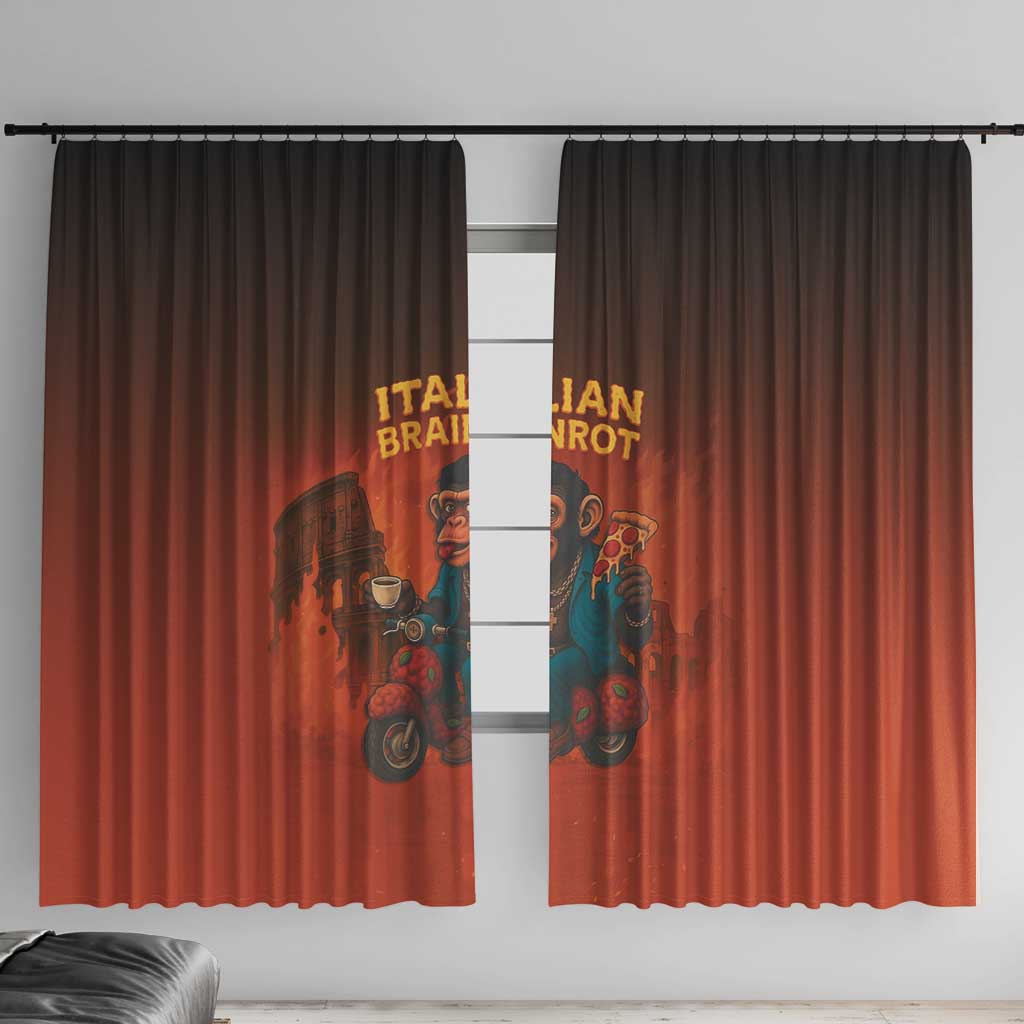 Italian Brainrot Meme Window Curtain Chaotic Chimp Mobster Vespa Ride - Wonder Print Shop