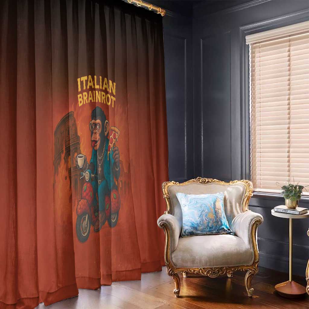 Italian Brainrot Meme Window Curtain Chaotic Chimp Mobster Vespa Ride - Wonder Print Shop