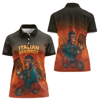 Italian Brainrot Meme Women Polo Shirt Chaotic Chimp Mobster Vespa Ride - Wonder Print Shop