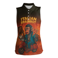 Italian Brainrot Meme Women Sleeveless Polo Shirt Chaotic Chimp Mobster Vespa Ride - Wonder Print Shop