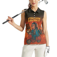 Italian Brainrot Meme Women Sleeveless Polo Shirt Chaotic Chimp Mobster Vespa Ride - Wonder Print Shop