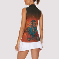 Italian Brainrot Meme Women Sleeveless Polo Shirt Chaotic Chimp Mobster Vespa Ride - Wonder Print Shop