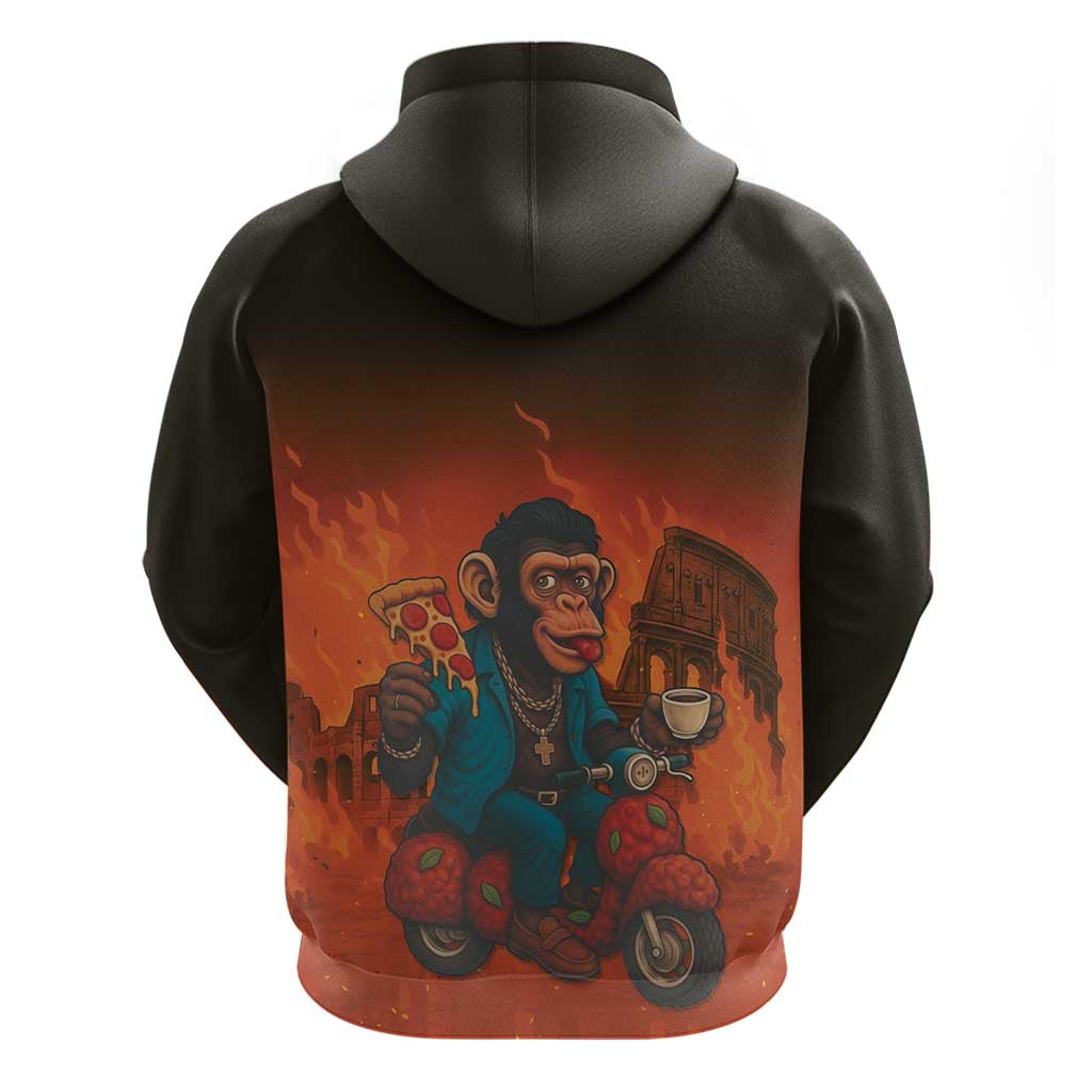 Italian Brainrot Meme Zip Hoodie Chaotic Chimp Mobster Vespa Ride - Wonder Print Shop